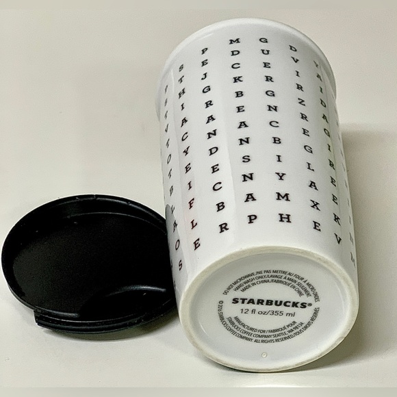 2016 Limited Edition 12 oz STARBUCKS COFFEE Word Search Eye Chart Travel Mug - Picture 15 of 16